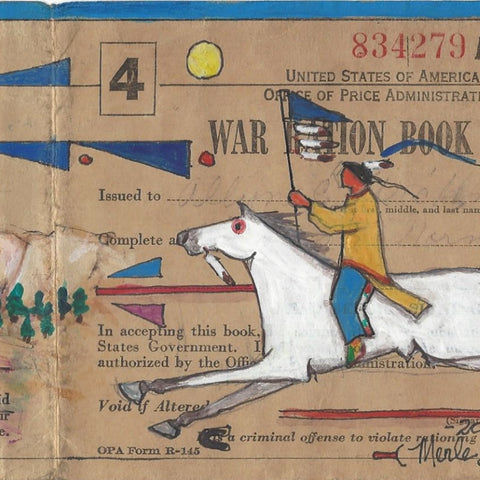 Original Ledger Art on WWII Ration Book Cover - Homeland Keeper