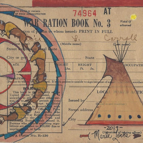 Original Ledger Art on WWII Ration Cover - Lakota Buffalo Thoughts