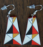 Parfleche Trapezoid Earrings with Felt Backing ~ Only 1 Left!