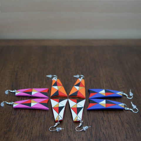 Parfleche Trapezoid Earrings with Felt Backing ~ Only 1 Left!