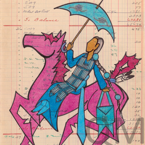 (Fine Art Print) Ledger Art - Fancy Rider