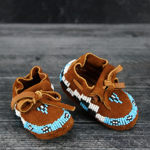 Beaded Leather Moccasins - Newborn In Stock
