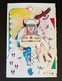 Ink acrylic paper native american symbols