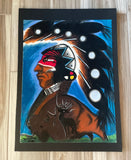 Very special piece by Kevin Poor Bear colorful chief 